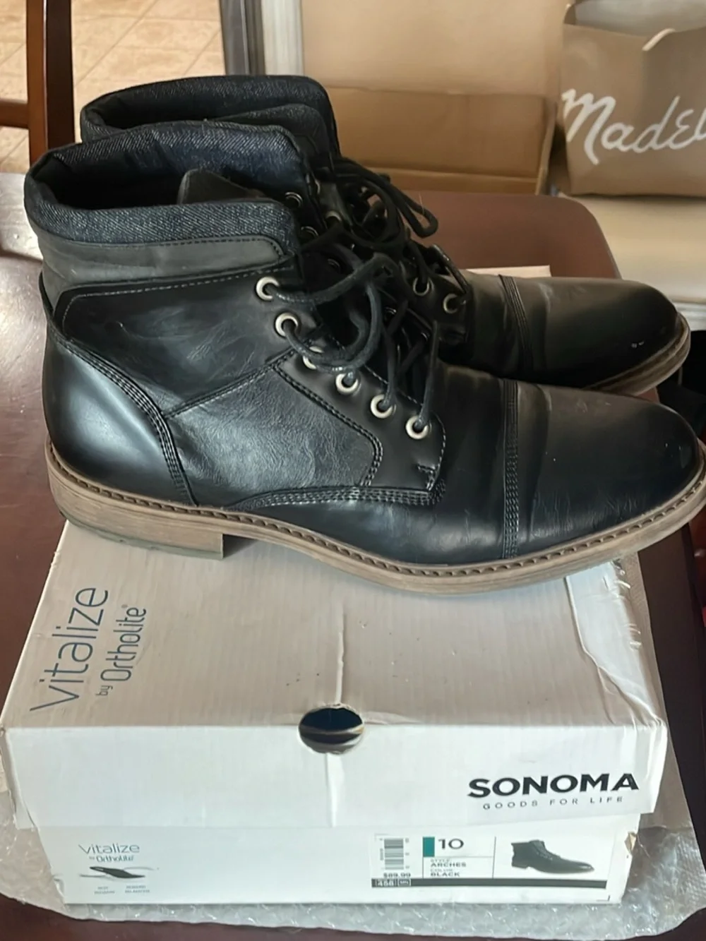 Size 10 black Sonoma Goods for Life Vitalize Ortholite lace-up ankle boots